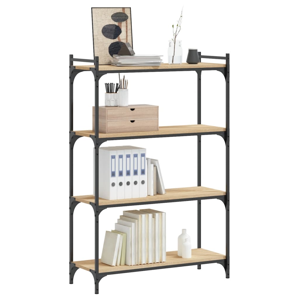 vidaXL 4 szintes sonoma tölgy szerelt fa könyvespolc 80 x 30 x 120 cm