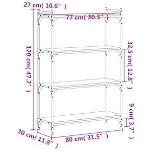 Knihovna se 4 policemi dub sonoma 80x30x120 cm kompozitní dřevo - obrázek 9