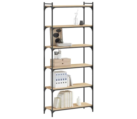 vidaXL Knjižna omara 6-nadstropna sonoma hrast 80x30x188 cm inž. les