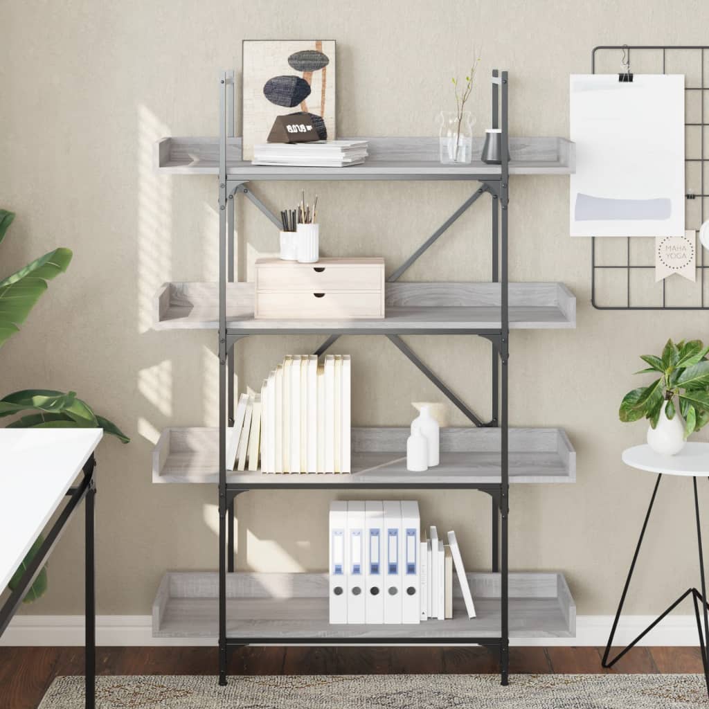 vidaXL Bibliotecă 4 niveluri gri sonoma 100x33x145,5 cm lemn prelucrat