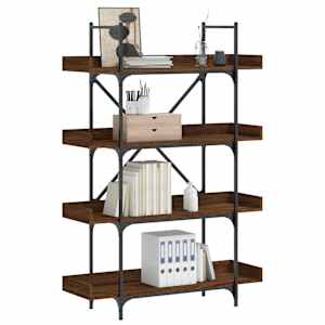 Knjižna omara 4-nadstropna rjavi hrast 100x33x145,5 inž. les