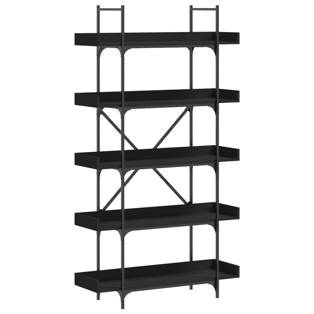 Image of vidaXL Bookcase 5-Tier Black 100x33x180.5 cm Engineered Wood