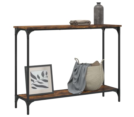 vidaXL Table console ch&ecirc;ne fum&eacute; 101x30,5x75 cm bois d'ing&eacute;nierie
