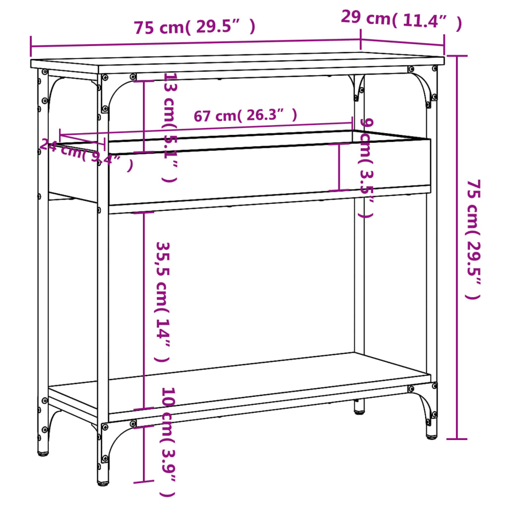 Console Table with Shelf with Storage Engineered wood Home Console vidaXL