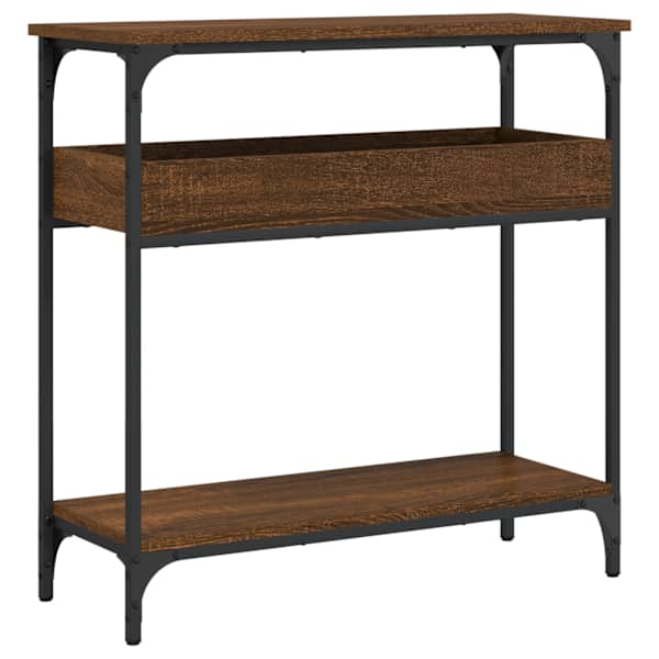 vidaXL riiuliga konsoollaud, pruun tamm, 75 x 29 x 75 cm, tehispuit