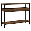 vidaXL riiuliga konsoollaud, pruun tamm, 100 x 29 x 75 cm, tehispuit