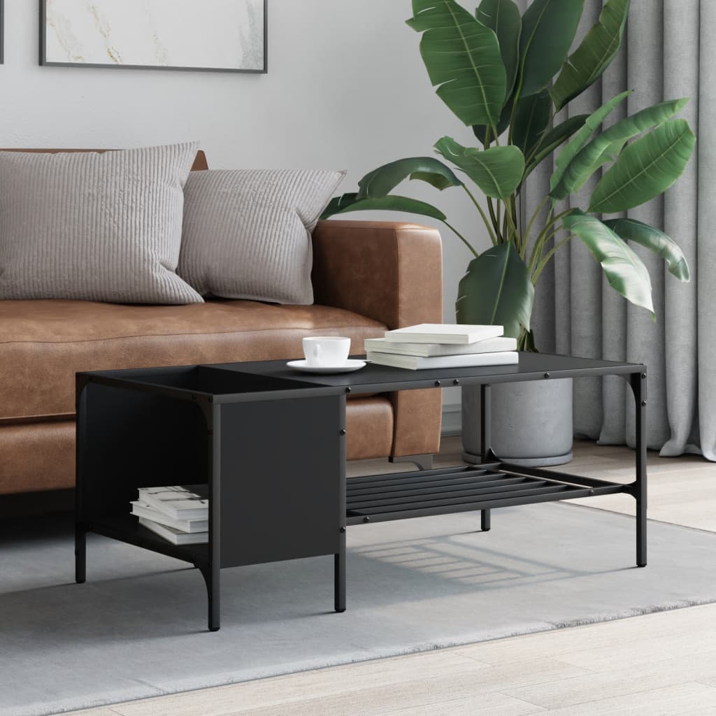 Thumbnail - vidaXL Couchtisch mit Regal Schwarz 100x51x40 cm Holzwerkstoff