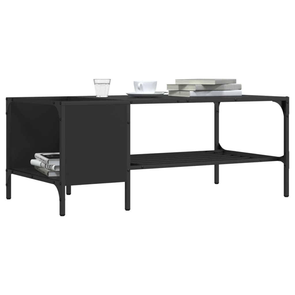 vidaXL Couchtisch mit Regal Schwarz 100x51x40 cm Holzwerkstoff