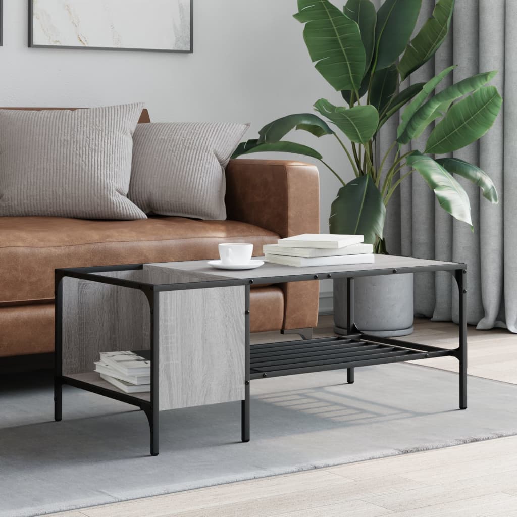 Thumbnail - vidaXL Couchtisch mit Regal Grau Sonoma 100x51x40 cm Holzwerkstoff