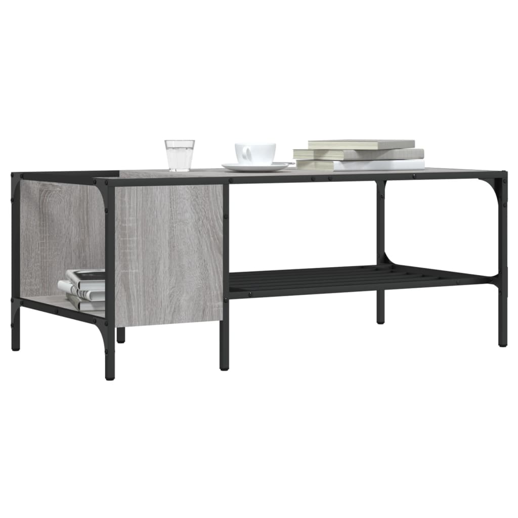 vidaXL Couchtisch mit Regal Grau Sonoma 100x51x40 cm Holzwerkstoff