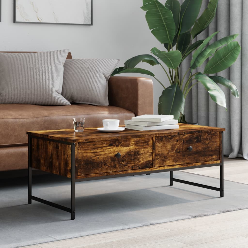 vidaXL Salontafel 101x49x39,5 cm bewerkt hout gerookt eikenkleurig afbeelding