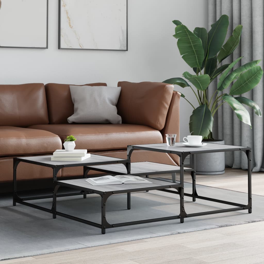 vidaXL Salontafel 107x107x40 cm bewerkt hout grijs sonoma eikenkleurig afbeelding