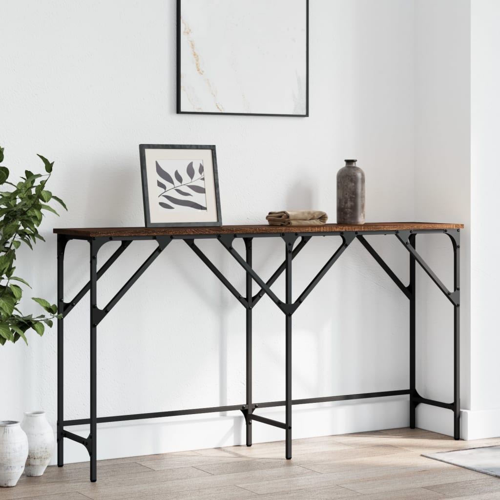vidaXL Wandtafel 140x29x75 cm bewerkt hout bruin eikenkleur afbeelding