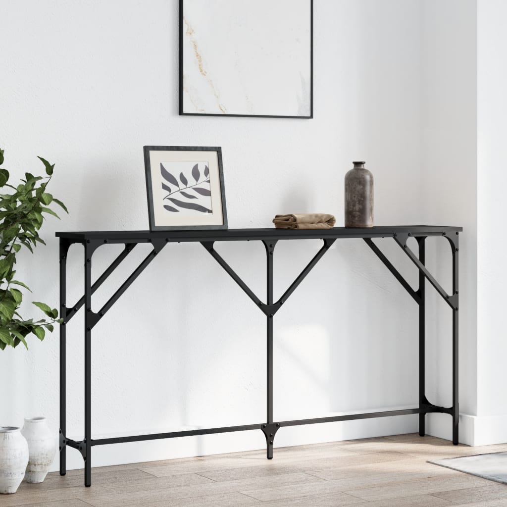 vidaXL Masă consolă, negru, 140x23x75 cm, lemn prelucrat