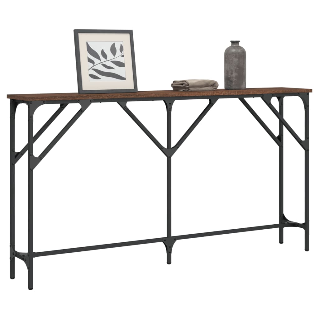 vidaXL Wandtafel 140x23x75 cm bewerkt hout bruin eikenkleur afbeelding