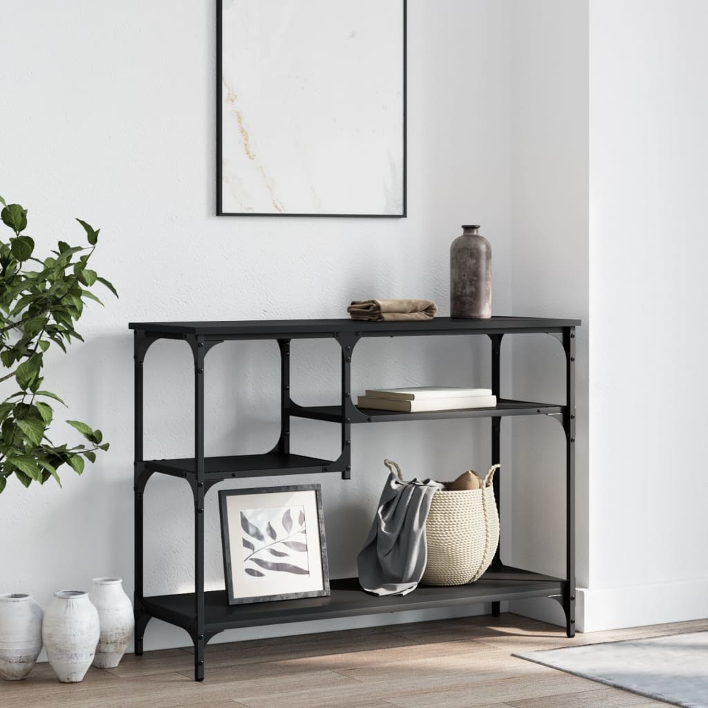 vidaXL Wandtafel met schappen 100x35x75 cm zwart afbeelding