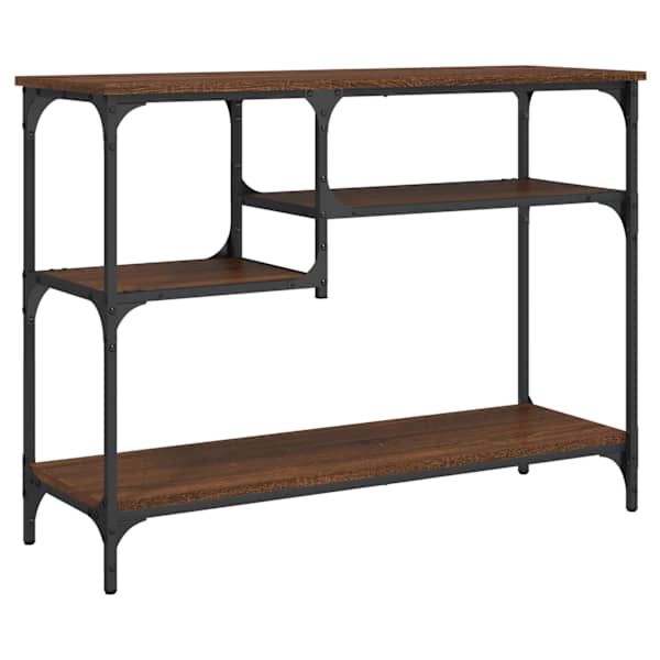 vidaXL riiulitega konsoollaud, pruun tamm, 100 x 35 x 75 cm