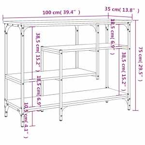 Konzolový stolek s policemi dub sonoma 100 x 35 x 75 cm - obrázek 9
