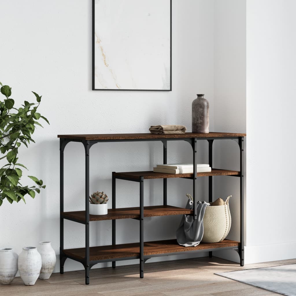 vidaXL Wandtafel met schappen 100x35x75 cm bruin eikenkleur afbeelding