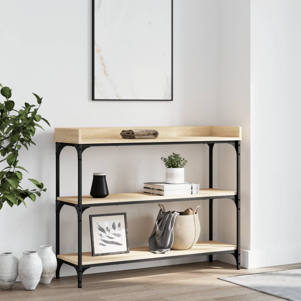 Konsolbord med hylder - sonoma-eg, 100 x 30 x 80 cm