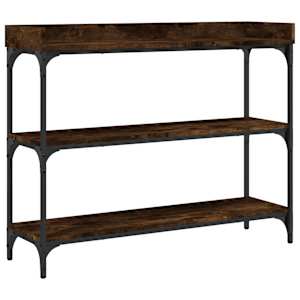vidaXL riiulitega konsoollaud, suitsutatud tamm, 100 x 30 x 80 cm