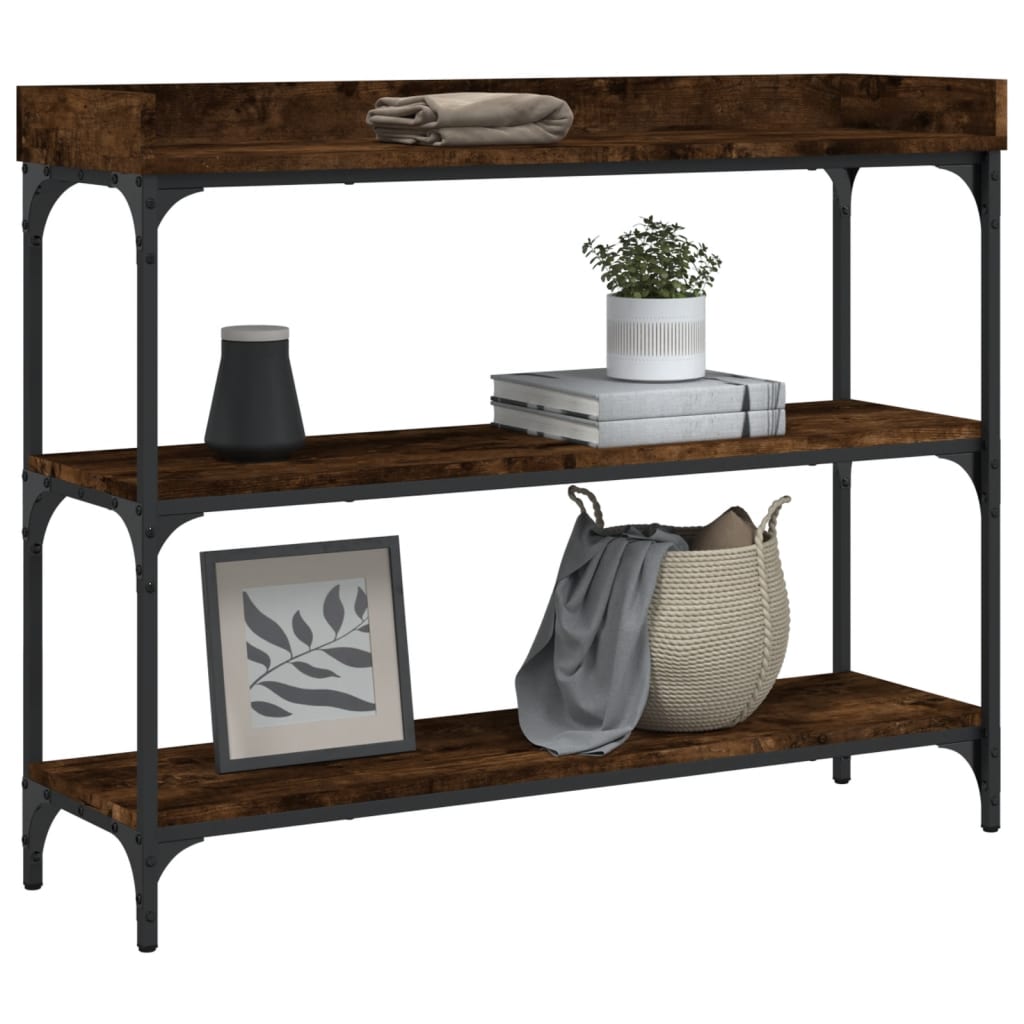 vidaXL Wandtafel met schappen 100x30x80 cm gerookt eikenkleurig afbeelding