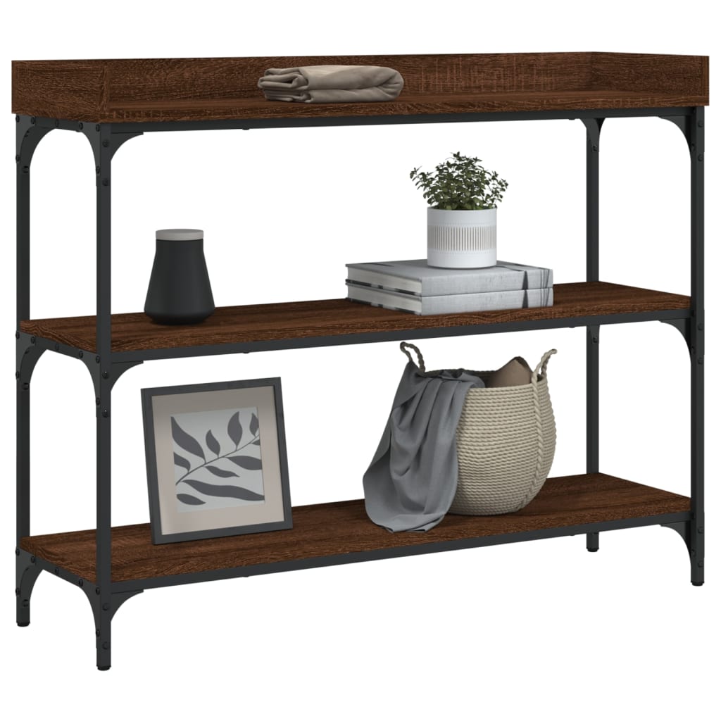 vidaXL Wandtafel met schappen 100x30x80 cm bruin eikenkleur afbeelding