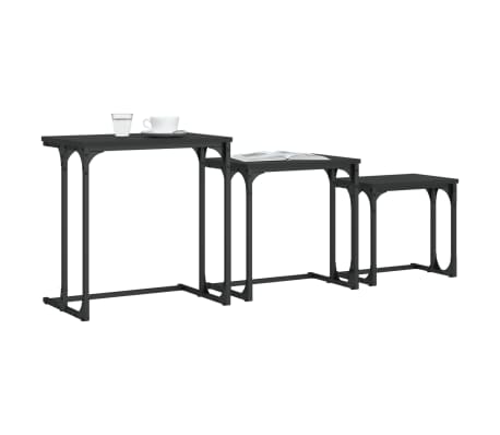 vidaXL Tables basses gigognes 3 pcs noir bois d'ing&eacute;nierie