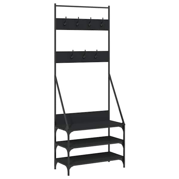 vidaXL riidenagi koos kingariiuliga, must, 72 x 34 x 184 cm