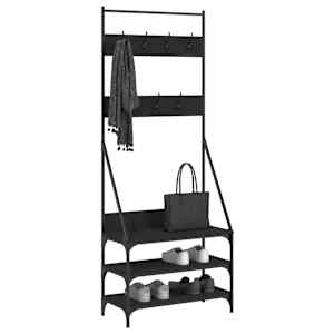 Stojan na oblečení s prostorem pro obuv černý 72 x 34 x 184 cm - obrázek 3