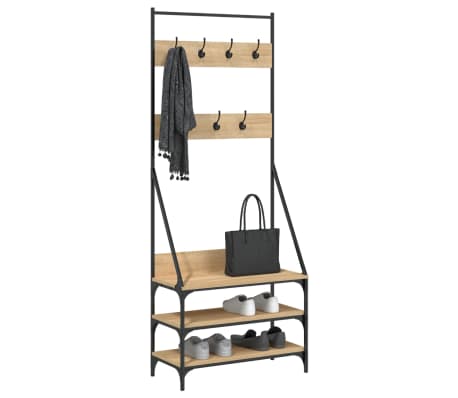 vidaXL Suport de haine cu raft pantofi, stejar sonoma, 72x34x184 cm