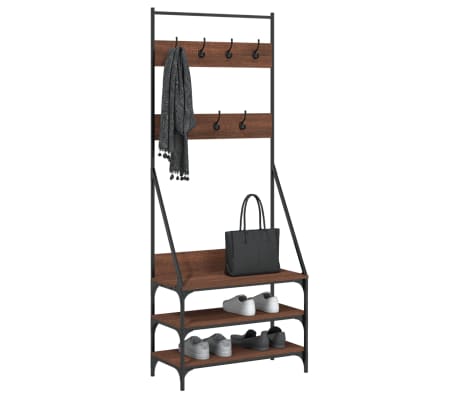 vidaXL Porte-v&ecirc;tements et rangement des chaussures ch&ecirc;ne marron