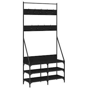 Stojan na oblečení s prostorem pro obuv černý 90 x 34 x 184 cm - obrázek 2