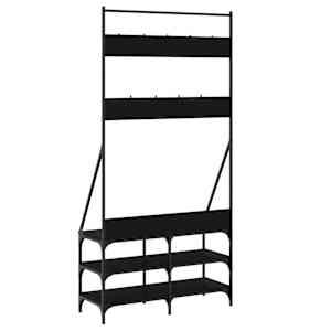 Stojan na oblečení s prostorem pro obuv černý 90 x 34 x 184 cm - obrázek 6