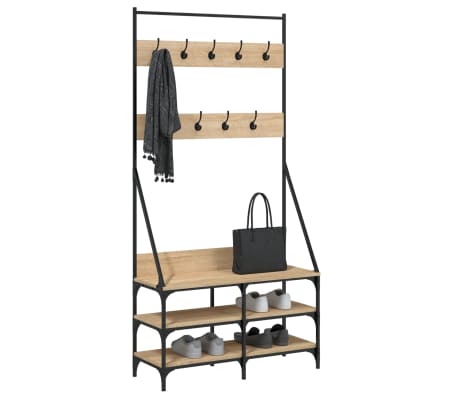 vidaXL Suport de haine cu raft pantofi, stejar sonoma, 90x34x184 cm