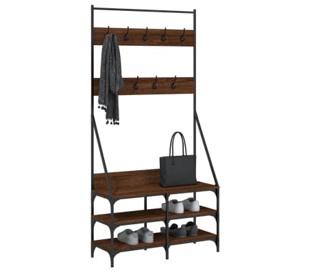 vidaXL Suport de haine cu raft pantofi, stejar maro, 90x34x184 cm