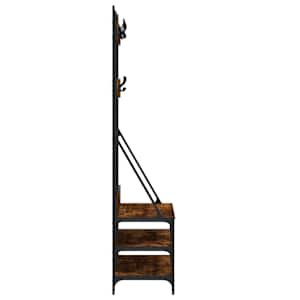 Stojan na oblečení a prostor pro obuv kouřový dub 100x40x184 cm - obrázek 5