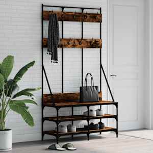 Stojan na oblečení a prostor pro obuv kouřový dub 100x40x184 cm - obrázek 1