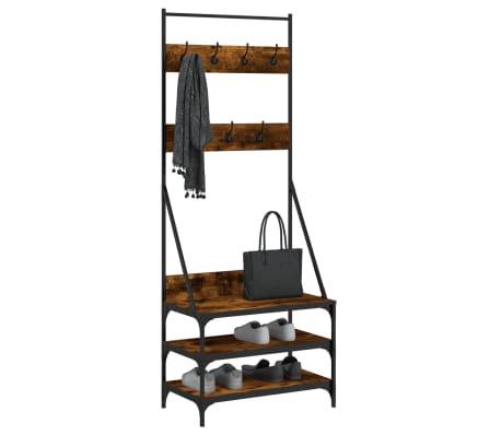 vidaXL Ve&scaron;iak na &scaron;aty s botn&iacute;kom dymov&yacute; dub 70x40x184 cm