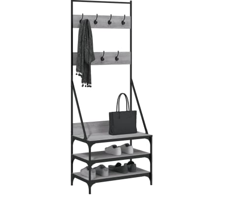 vidaXL Suport de haine cu raft pantofi, sonoma gri, 70x40x184 cm