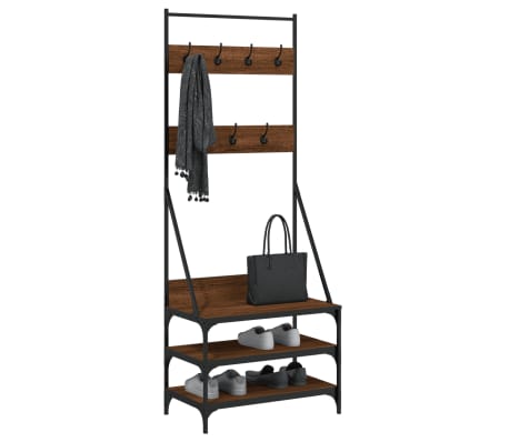 vidaXL Kleiderst&auml;nder mit Schuhablage Braun Eichen-Optik 70x40x184 cm