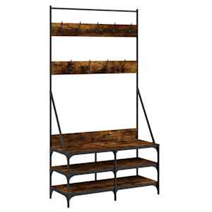Stojan na oblečení a prostor pro obuv kouřový dub 100x40x184 cm - obrázek 2