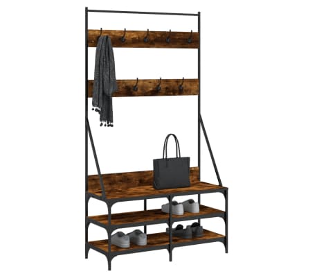 vidaXL Porte-v&ecirc;tements et rangement des chaussures ch&ecirc;ne fum&eacute;