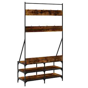 Stojan na oblečení a prostor pro obuv kouřový dub 100x40x184 cm - obrázek 6