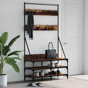 Stojan na oblečení a prostor pro obuv kouřový dub 100x40x184 cm - obrázek 1
