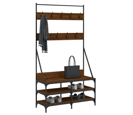 vidaXL Ve&scaron;iak na &scaron;aty s botn&iacute;kom hned&yacute; dub 100x40x184 cm