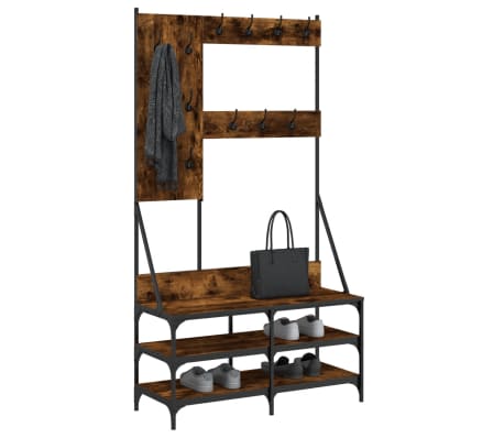 vidaXL Porte-v&ecirc;tements et rangement des chaussures ch&ecirc;ne fum&eacute;