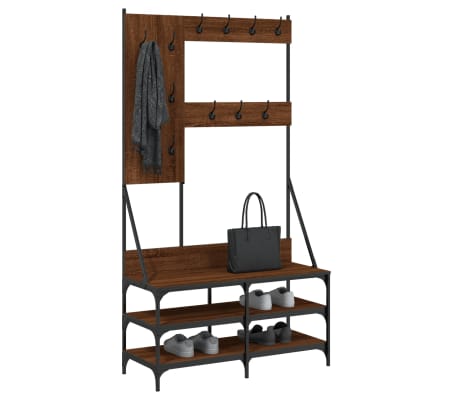 vidaXL Kledingrek met schoenenrek 100x40x184 cm bruin eikenkleur