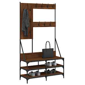 vidaXL Kledingrek met schoenenrek 100x40x184 cm bruin eikenkleur