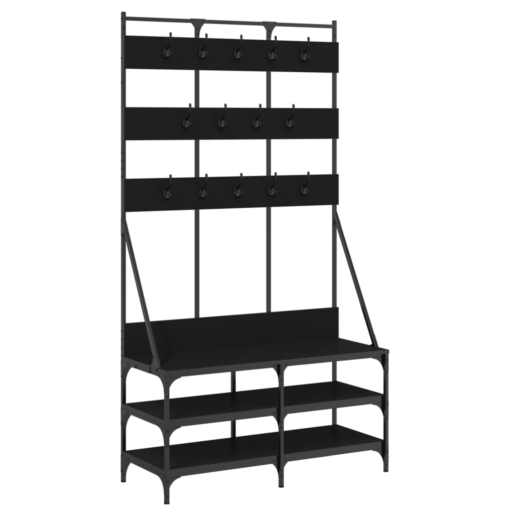 Image of vidaXL Clothes Rack with Shoe Storage Black 100x40x184 cm